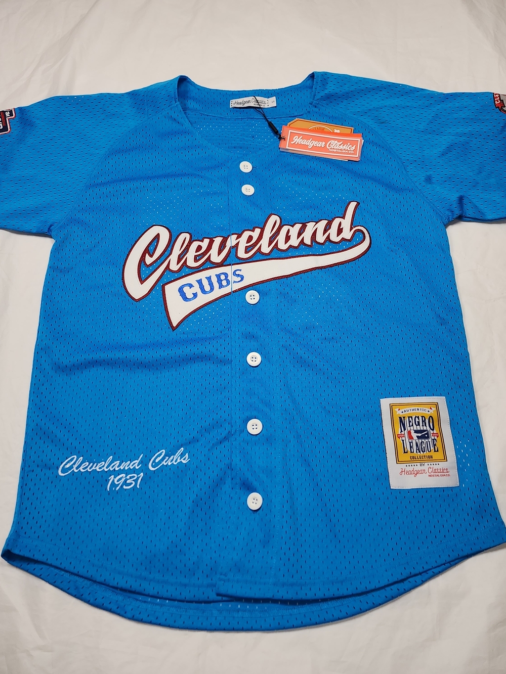 NEGRO LEAGUE COLLECTION MEN'S CLEVELAND CUBS ROYAL #29 JERSEY BLUE SIZE SMALL